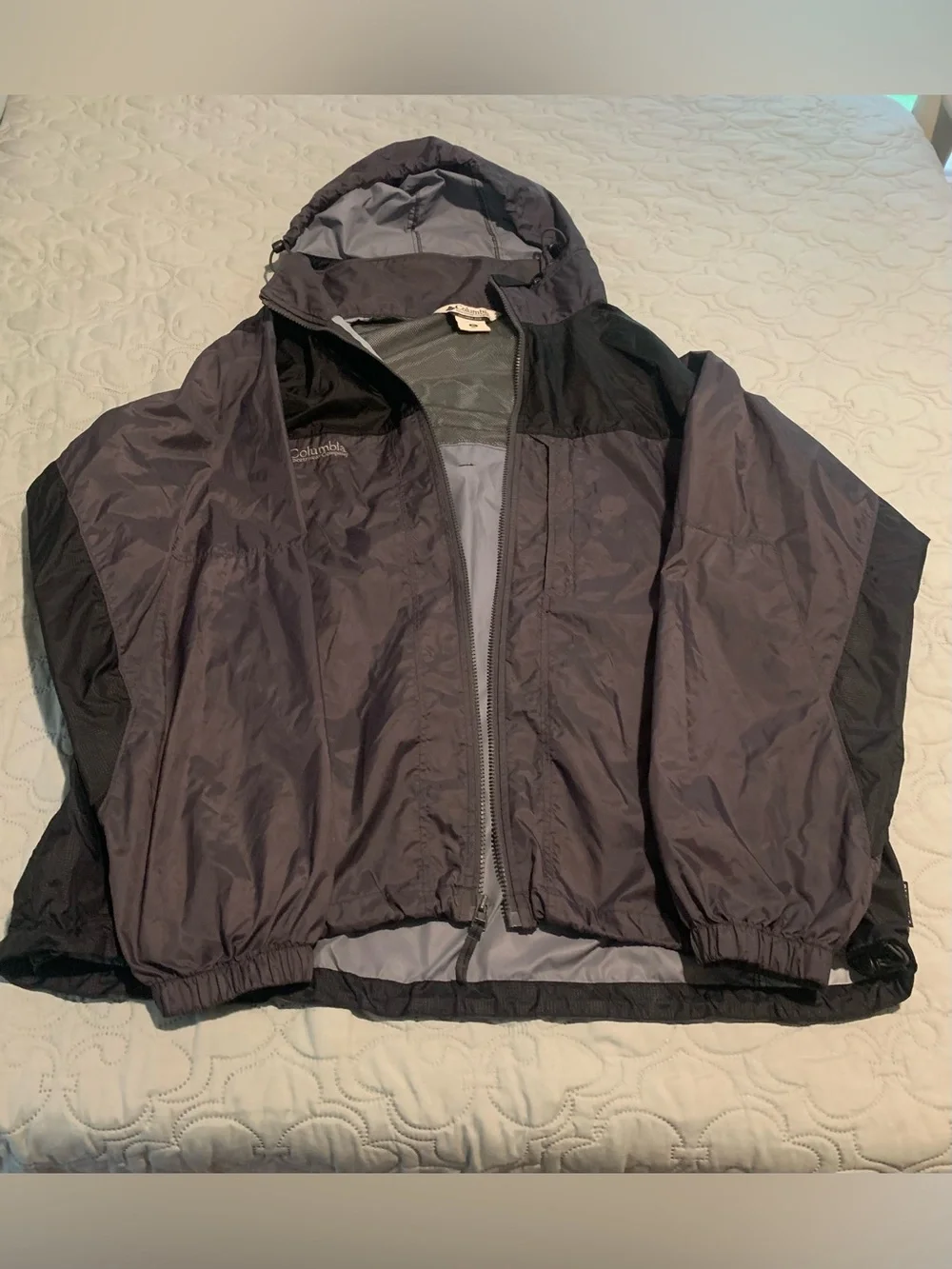 Columbia Packable Rain Jacket Black/Gray Hooded Glennaker Windbreaker Men’s XL